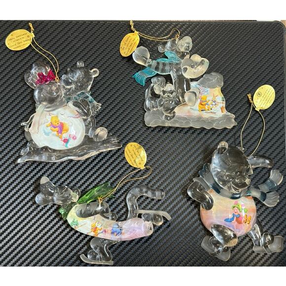 Bradford Editions Disney Winnie The Pooh Tigger 4 Crystal Clear Ornaments 2004 - Picture 1 of 14